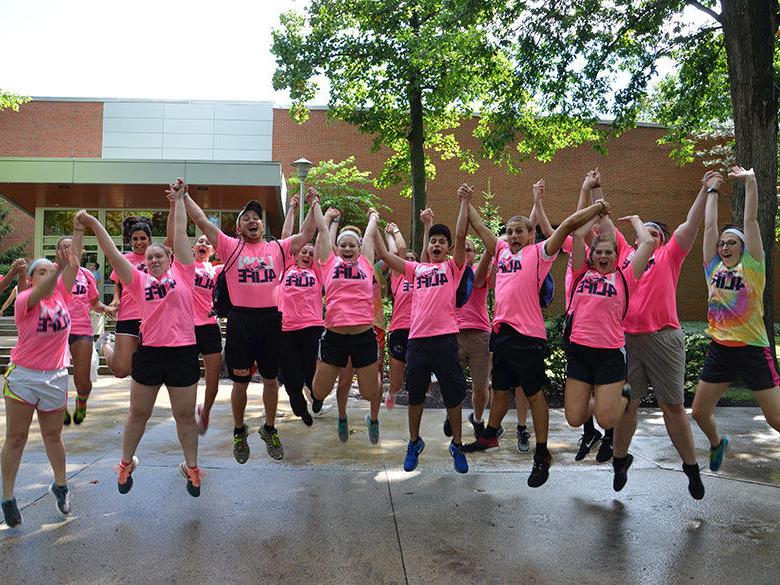 Students jumping for joy